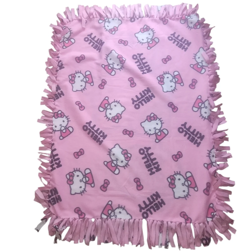 Hello Kitty Pink Fleece Tie-Blanket with Bow Graphic